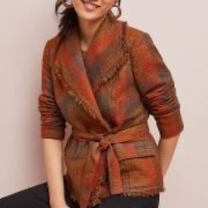 Anthropologie Plaid Wrap Blazer by Cartonnier, 2